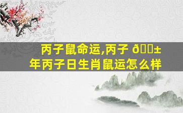 丙子鼠命运,丙子 🐱 年丙子日生肖鼠运怎么样